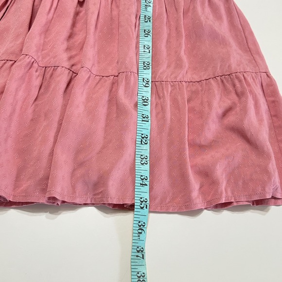 Paige Rosalee Ruffle Sleeve Mini Dress Women L Pink Tiered Cottage Casual Summer - Picture 15 of 15